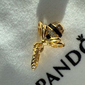 Adorable Pandora Gold and Black Bee Charm